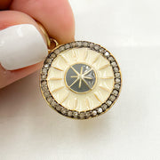 DP591A. Diamond Sterling Silver Round Star Enamel Pendant